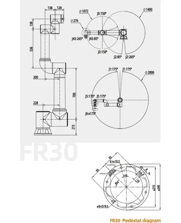 FAIRINO FR30: 6-Axis Industrial Cobot Arm, 30kg Payload, ±0.1mm Repeatability - 9