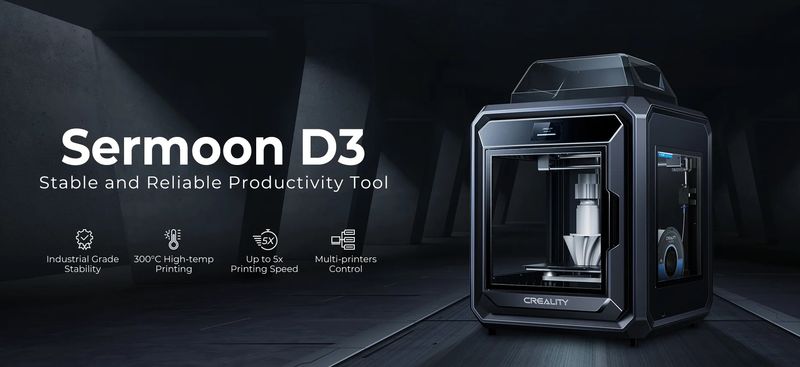 The introductory image of the Creality Sermoon D3 3D printer.