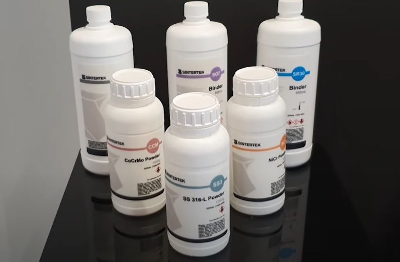 A variety of metal powders compatible with the Sinterjet M60 3D printer.