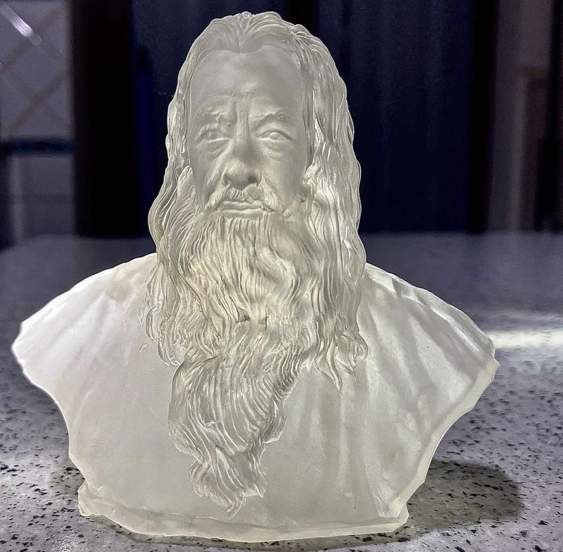 a white model printed on the Anycubic Photon M3 3D printer
