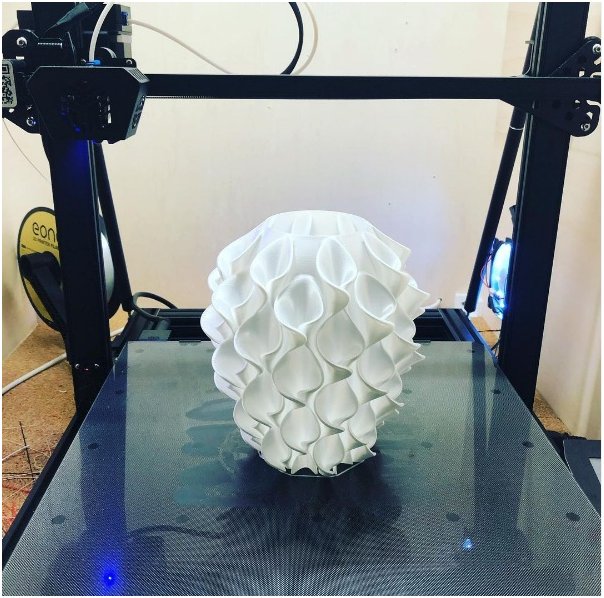 A white model printed on the Creality CR-6 MAX 3D printer