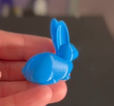 a blue model printed on the Creality Ender-3 S1 Plus 3D printer
