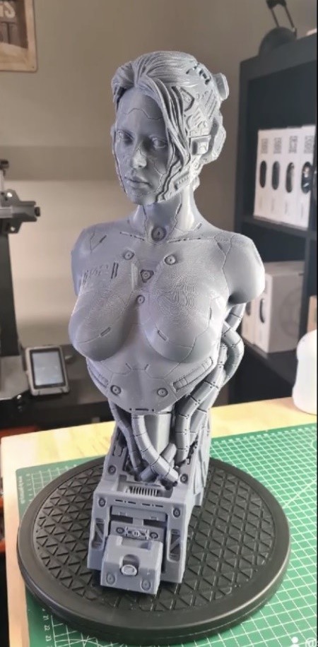 a grey model printed on the Creality Ender-3 S1 Pro 3D printer