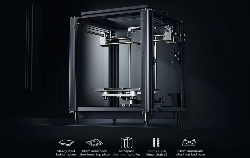 A general view on the printing system of the Creality Sermoon D3 3D printer.