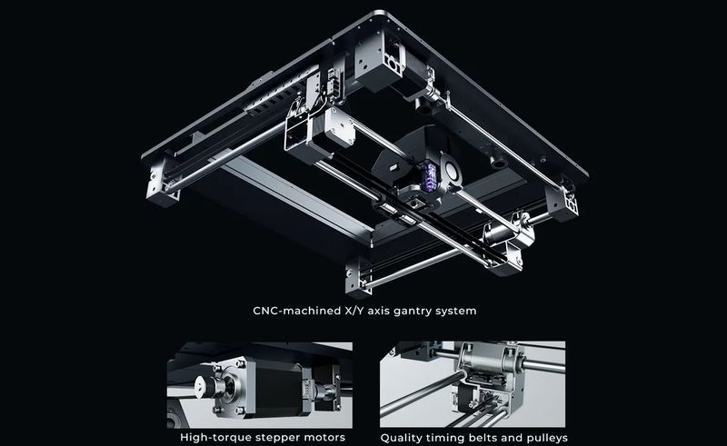 The CNC-machined X/Y axis gantry system used in the Creality Sermoon D3 3D printer.