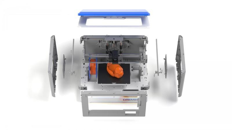 The print head runs on rods with linear bearings.