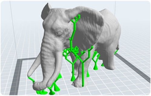 A grey 3D model elephant