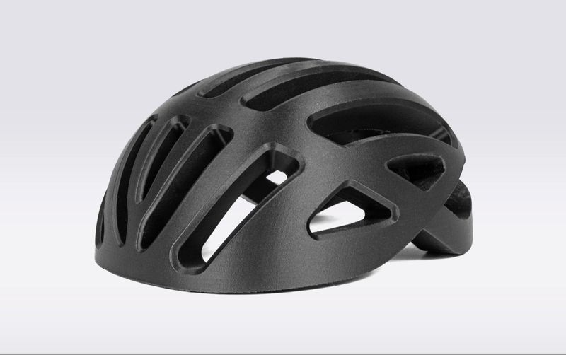a black helmet model printed on the Flashforge Guider 3 Plus