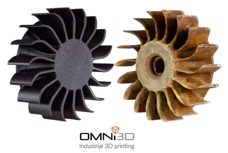 a different materials model printed on the Omni3D Factory 2.0 3D printer