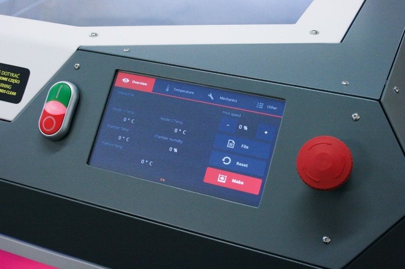 a touchscreen on the Omni3D Factory 2.0 3D printer