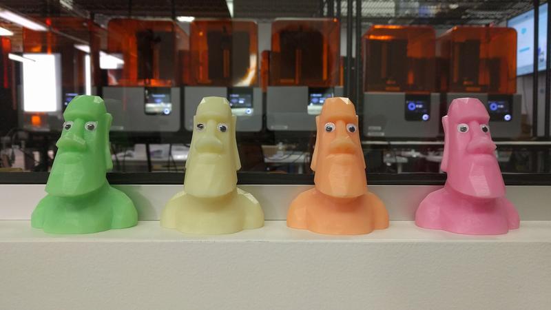 The Moai 200 prints with  405 nm resins, providing you with a wide choice of materials