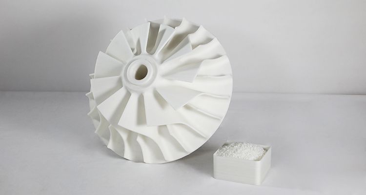 a white model printed on the Piocreat G5 Pellet 3D Printer
