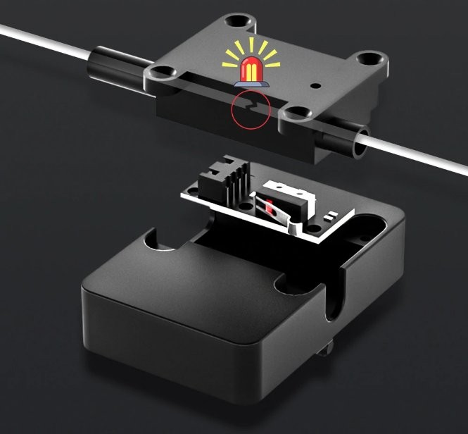 un sensor de detección de filamento en la impresora 3d QIDI Tech X-CF Pro