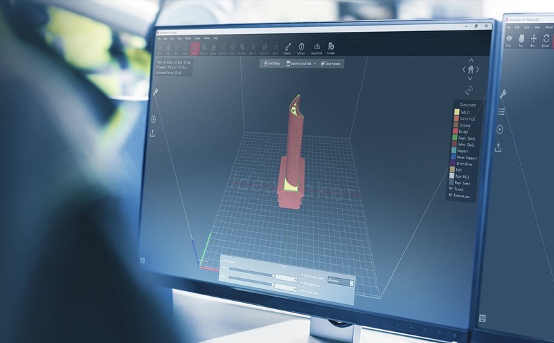 a ideaMaker slicer software on the Raise3D MetalFuse
