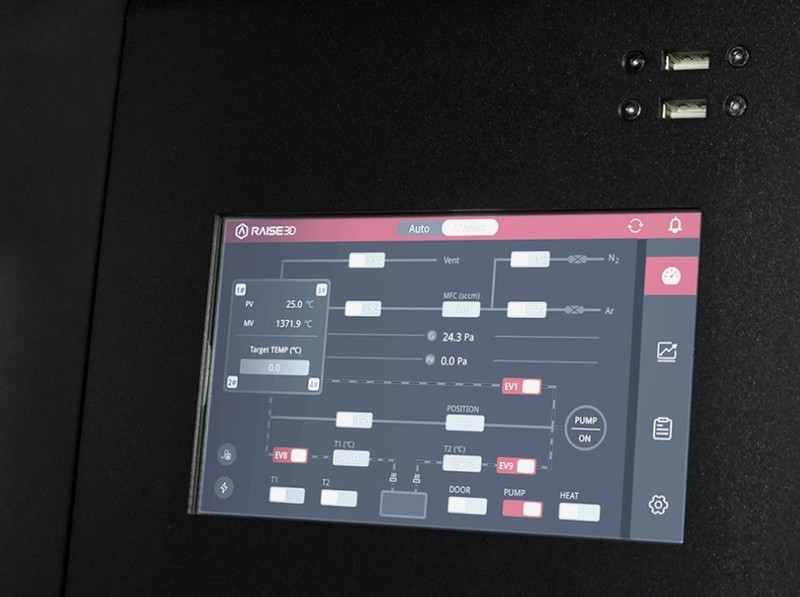 a touchscreen on the Raise3D MetalFuse