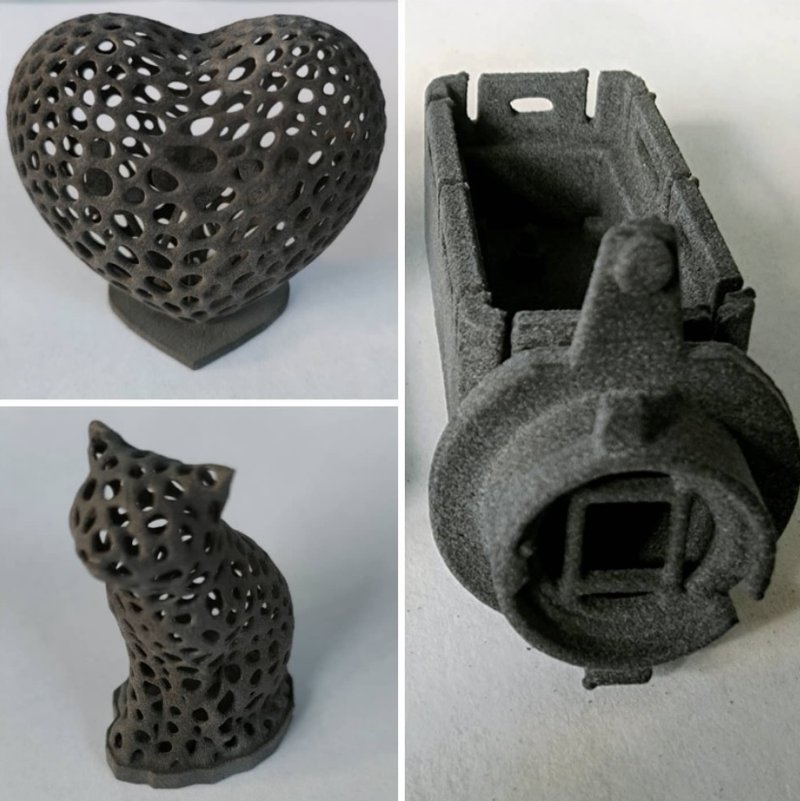 otro modelo negro impreso en la impresora 3D Sinterit Lisa