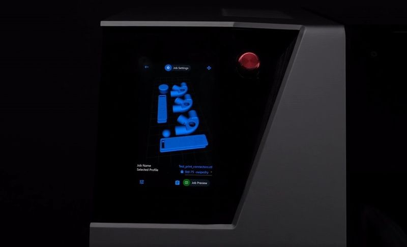 The touchscreen and interface of the Sinterjet M60 metal 3D printer.