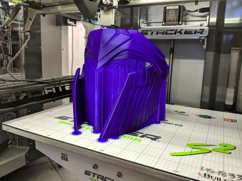 Wonder Woman helmet printed on the Stacker S2 Industrial Grade 3D Printer