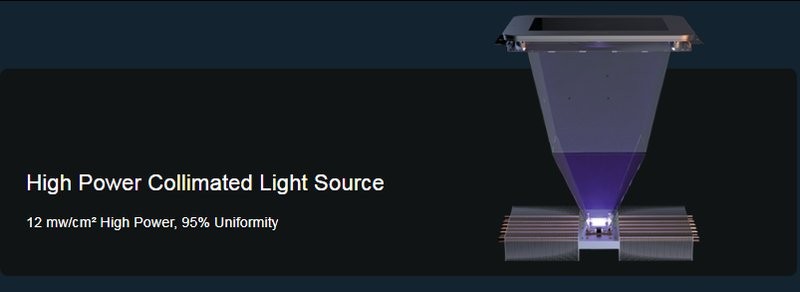 una fuente de luz colimada de alta potencia en la impresora 3d Uniz NBEE