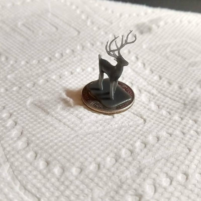 For example, one user has been able to print this deer miniature with a UV reactive resin. It shows extremely fine, delicate details and an overall smooth look.