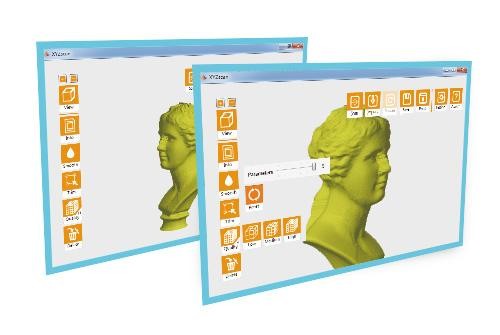 The 3D scanner works with the XYZscan software. It comes bundled with the machine and allows quick editing of the objects.