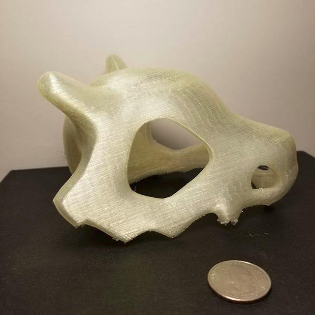  a Pokemon’s Cubone skull. This is how it looked before processing. It took 18 hours of continuous printing.