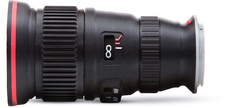 the external body of this camera lens has been produced using a Zortrax M200 Plus