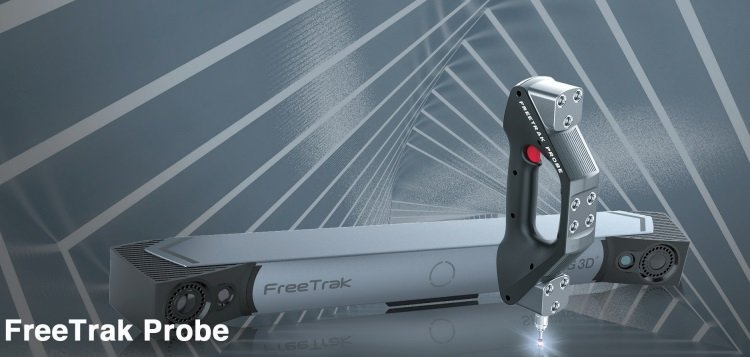 a wireless freetrak probe on the Freescan Trak 3D scanner