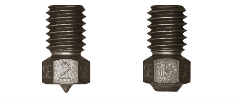 A 0.2 and 1.8 BridgeMaster nozzles by Slice Engineering.