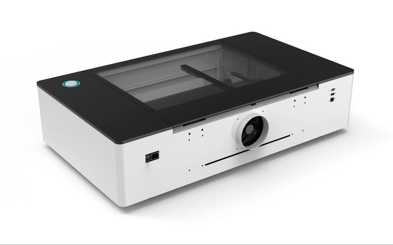 A general view on the Gweike Cloud Basic II 50W laser cutter and engraver.