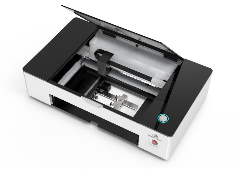 The Gweike Cloud Pro II 50W laser cutter and engraver from the top.