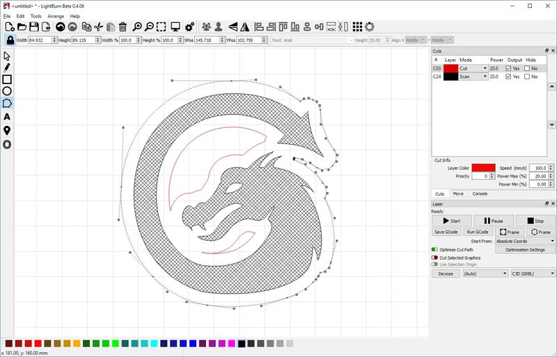 a LightBurn engraving software on the xTool D1 Pro 10W laser machine