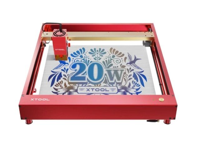 xTool D1 Pro 20W with RA2 Pro rotary attachment and 8 risers golden red colour