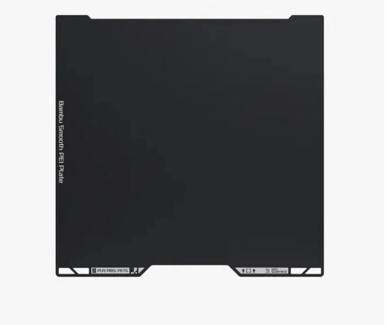 Bambu Lab H2D Pro smooth PEI print plate, black with branded text, designed for intricate 3D printing, compatible with various materials.