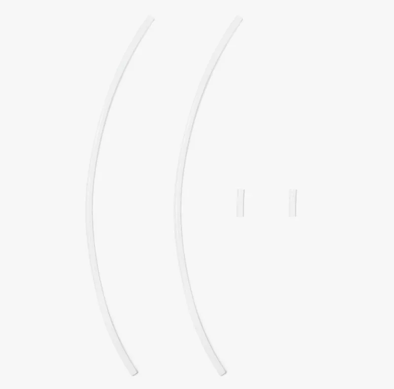 Two white 3D-printed rods and two smaller parts created by Bambu P1P, against a plain background.