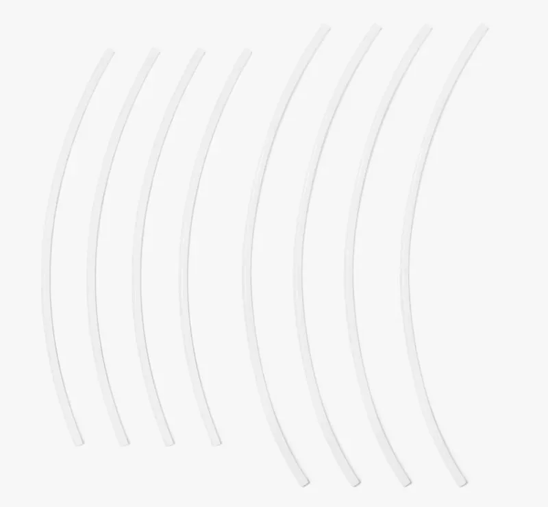 Curved white plastic rods, likely parts made by Bambu P1S 3D printer, arranged on a plain white background.