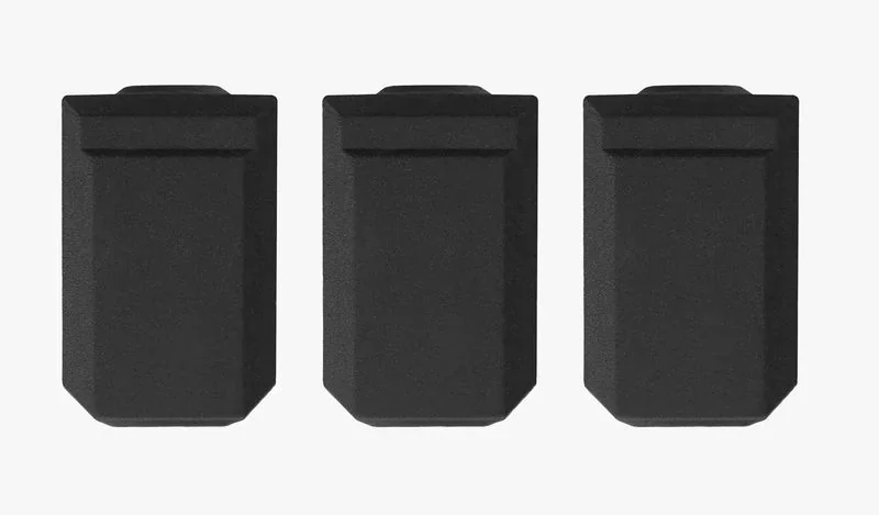 Three black parts made by the Bambu P1S 3D printer, arranged side by side on a plain background.