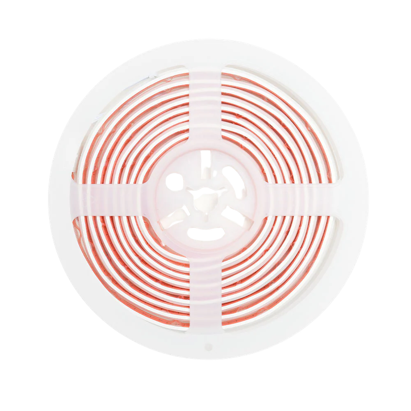 White and red 3D-printed circular part with concentric rings, possibly created by Creality K1, viewed from above.