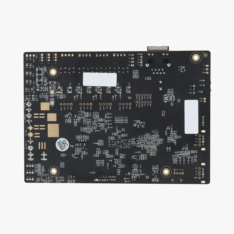 Creality K1 Max 3D printer circuit board with components and QC pass sticker, showcasing electronic details.