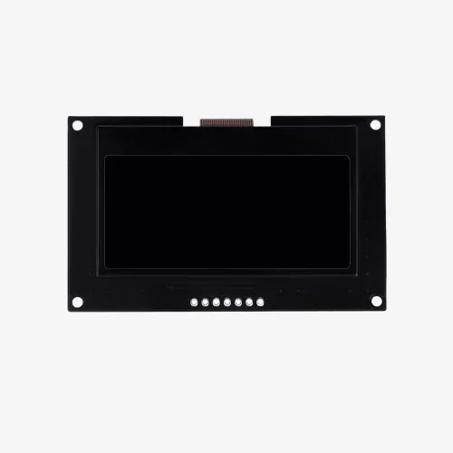 Creality K2 black control screen with a rectangular display, white buttons, set against a plain background, used for 3D printing operations.