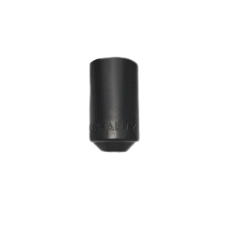 Creality K2 black cylindrical 3D printed part with visible branding, contrasting against a dark background.