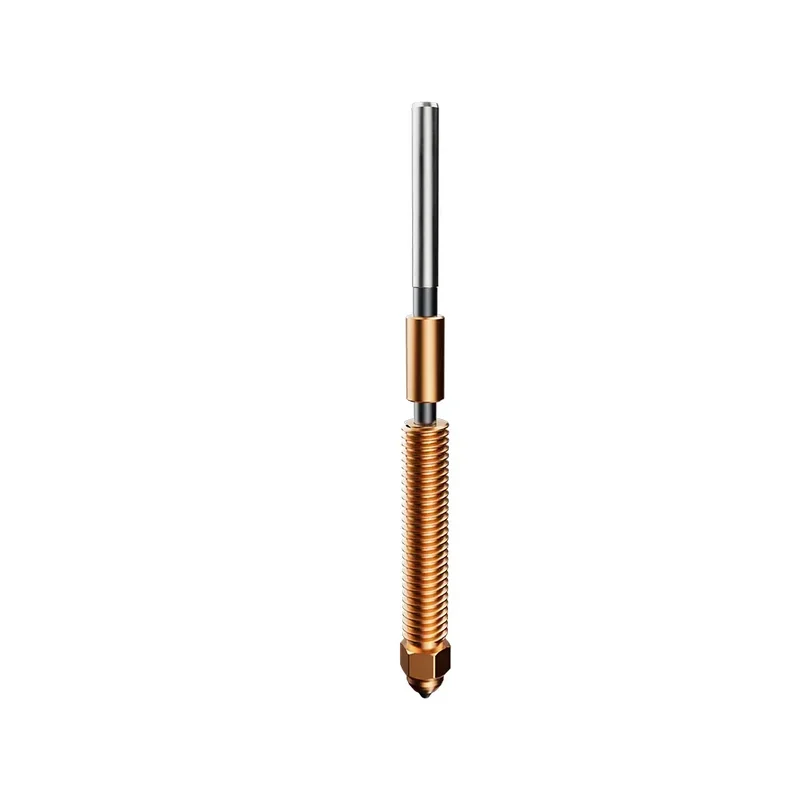 Creality K2 3D printer extruder nozzle, featuring a copper and steel structure, designed for precise filament deposition in additive manufacturing.