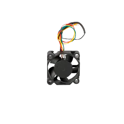 Cooling fan component for Creality K2 3D printer with colorful wires, essential for maintaining device functionality in a technical setting.