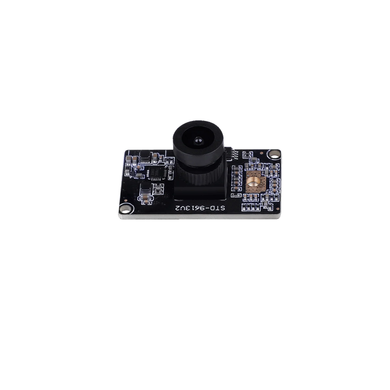 Black Creality K2 camera module with lens and electronic components, showcasing its design and functionality in a compact layout.