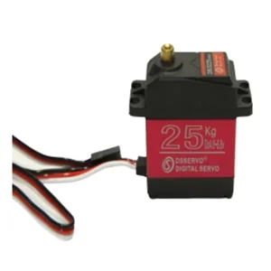 Digital servo motor labeled "25 Kg", with wires. The red and black casing shows branding details. Likely components for creatbot d1000 3D printed parts.