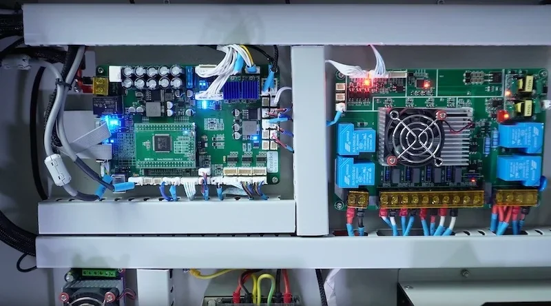 Creatbot D600 Pro2 HS control board showcasing circuitry, wiring, and cooling fans, displaying advanced 3D printing technology in detail.