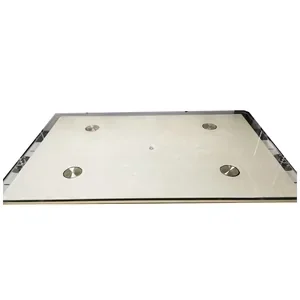 Creatbot F430 glass build plate designed for precise 3D printing with four metallic mounting points, ideal for detailed, high-quality print samples.