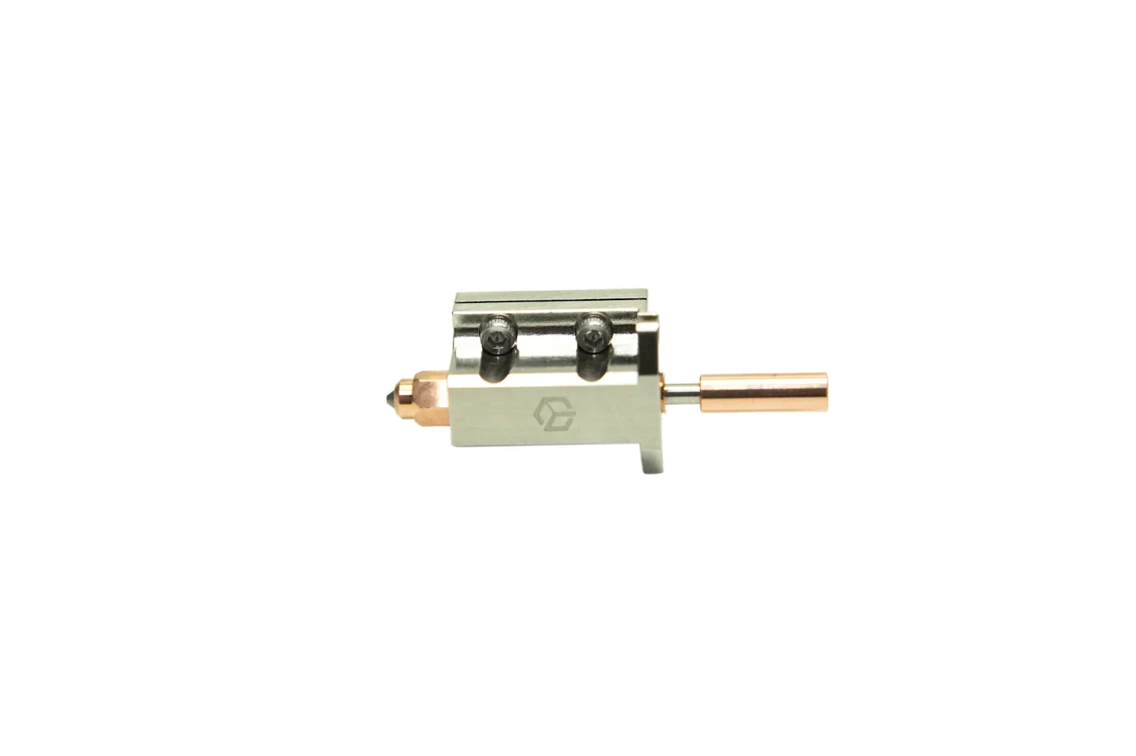 3D printer nozzle component for Creatbot F430 NX, featuring a metallic body with bolts and a copper-colored tip.