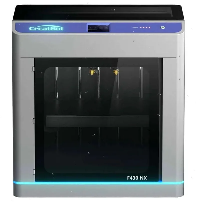 Creatbot F430 NX 3D printer with enclosed design, visible dual extruders, and brand logo.