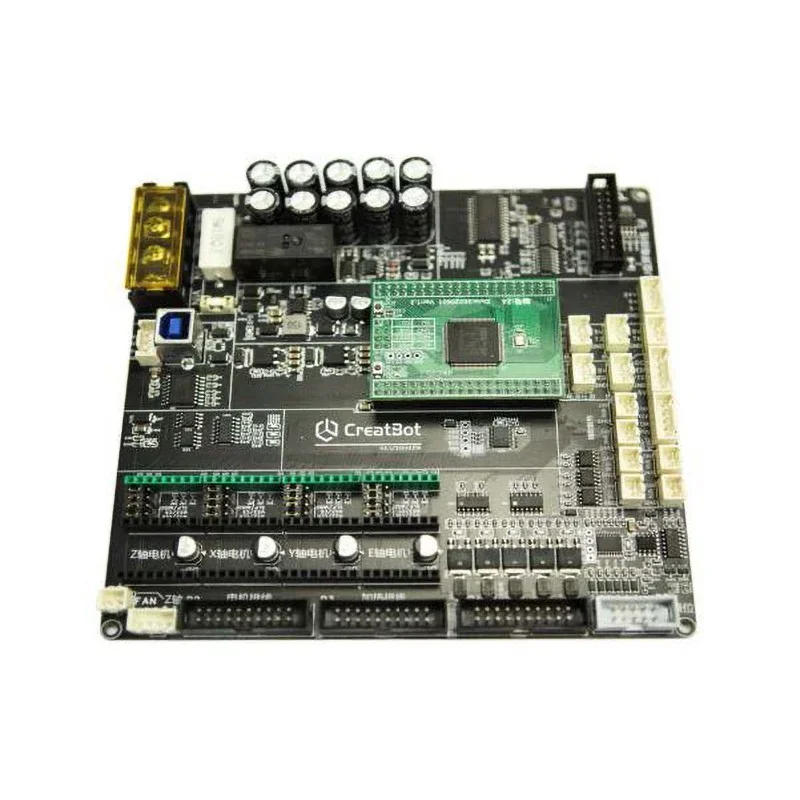 CreatBot Peek-250 printer circuit board with capacitors, connectors, and branding, highlighting advanced control components.